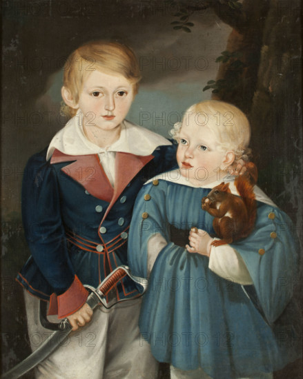 Portrait of August and Jan Sachark, c1835. Creator: Franciszek Charugiewicz.