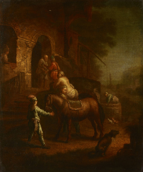 Samaritan Bringing the Wounded Man to the Inn, 18th century. Creator: Unknown.
