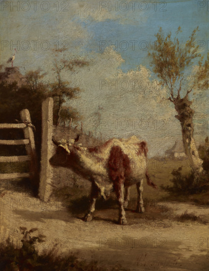 Study of a Cow against a Landscape, between 1875-1880. Creator: Wilhelm Leopolski.