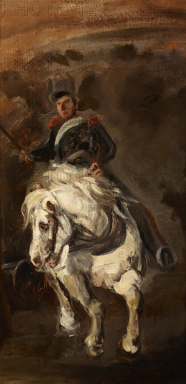 Artillerist on Horseback, between 1834-1835. Creator: Piotr Michalowski.