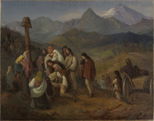 A Highlander's Funeral, 1860. Creator: Aleksander Kotsis.