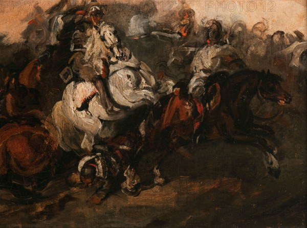 Encounter of Cuirassiers, c1835. Creator: Piotr Michalowski.