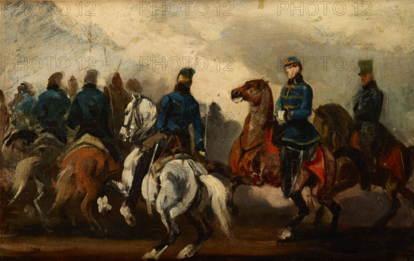 Detachment of Austrian Hussars, between 1837-1840, after 1850. Creator: Piotr Michalowski.