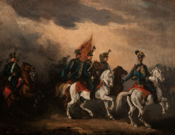 Blue Hussars, 1836. Creator: Piotr Michalowski.