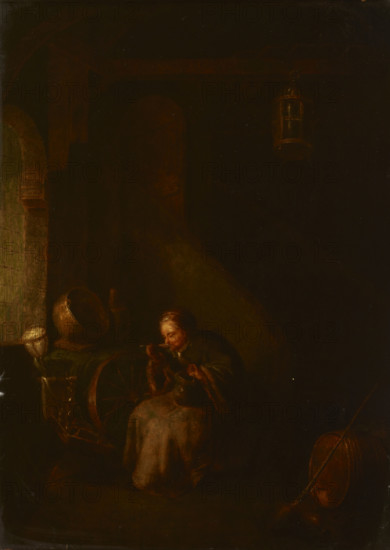 Old Woman in the Interior (Old Woman Eating Porridge)-Copy, 19th century. Creator: Unknown.