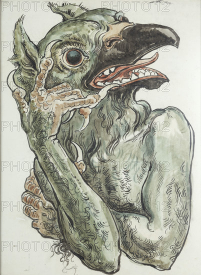 Paper for the Polychrome of St. Mary's Church - Devil with a Bird's Head, 1890. Creator: Jan Matejko.