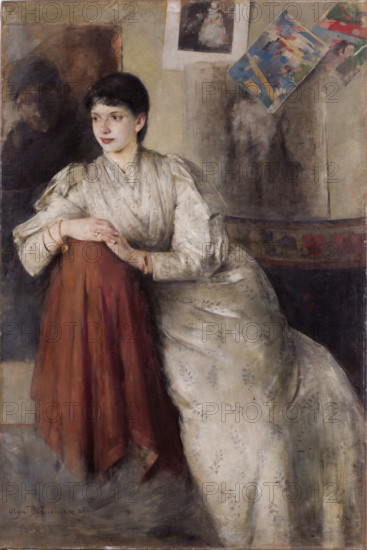 Portrait of a Woman in a White Dress, 1890. Creator: Olga Boznanska.