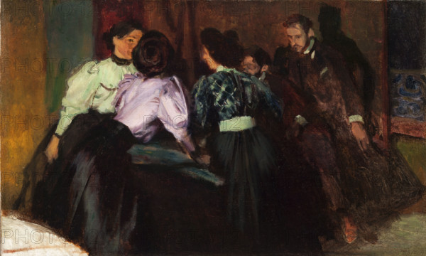 Sketch to the Painting "Conversation", 1895. Creator: Jozef Mehoffer.