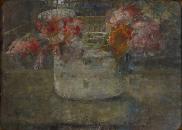 Flowers-two-sided painting, after 1920. Creator: Olga Boznanska.