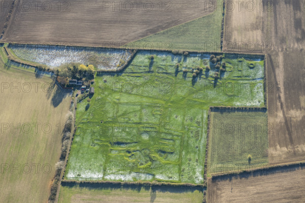 The earthwork remains of part of the deserted medieval village of Gainsthorpe...Lincolnshire, 2024 Creator: Robyn Andrews.