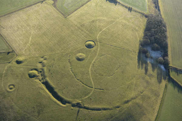 A Neolithic causewayed enclosure earthwork and round barrow earthworks, Windmill Hill..., 2023. Creator: Damian Grady.