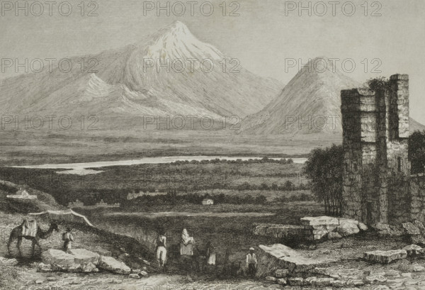 Mount Ararat with its perpetual snow, Armenia, 1838. Creator: Augustin François Lemaitre.