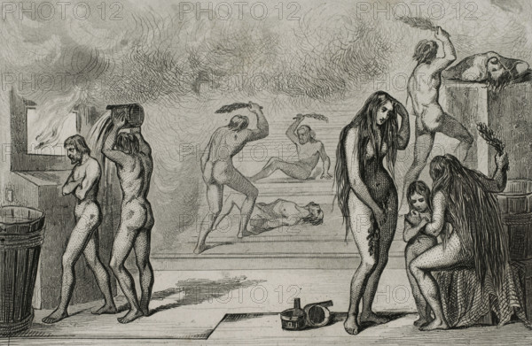 Russian baths, 1839. Creator: Augustin François Lemaitre.