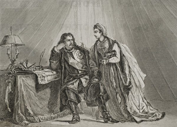 Russo-Turkish War: Catherine the Great suggests that husband Peter III surrender to the Turks, 1839. Creator: Augustin François Lemaitre.