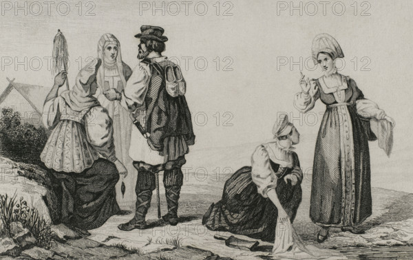 Russian peasants, 1839. Creator: Augustin François Lemaitre.