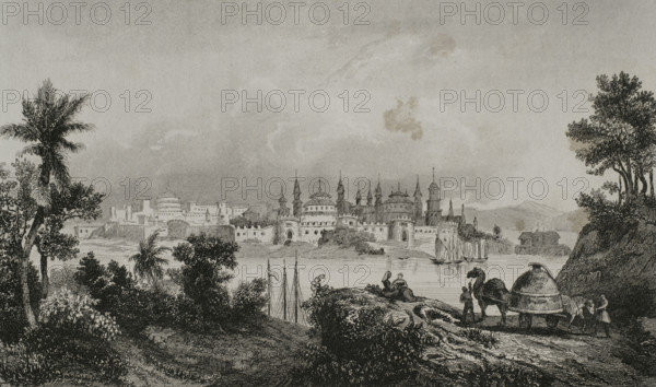 View of the citadel (Kremlin), Astrakhan, Russia, 1839. Creator: Augustin François Lemaitre.