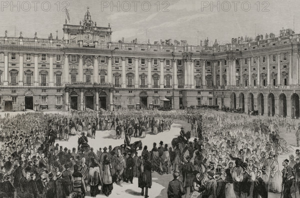 Marriage of King Alfonso XII to Infanta Mercedes of Orléans, Madrid, January 1878, (1878).  Creator: Bernardo Rico.