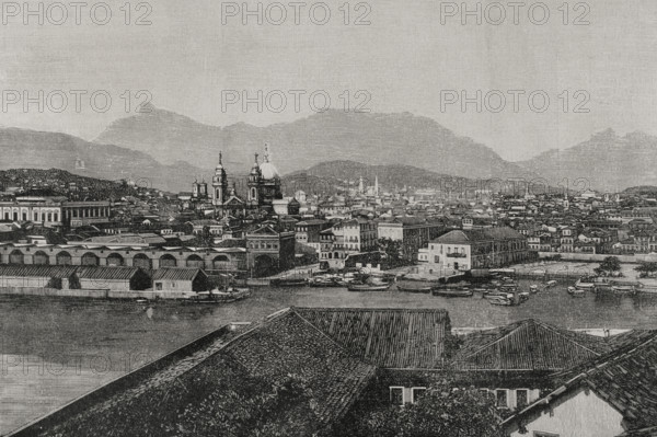 Rio de Janeiro, Brazil: panoramic view from the roadstead, 1898. Creator: Bernardo Rico.