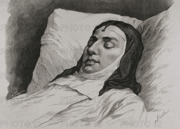 María de las Mercedes of Orleans in her mortuary bed, 1878. Creator: Arturo Carretero y Sánchez.