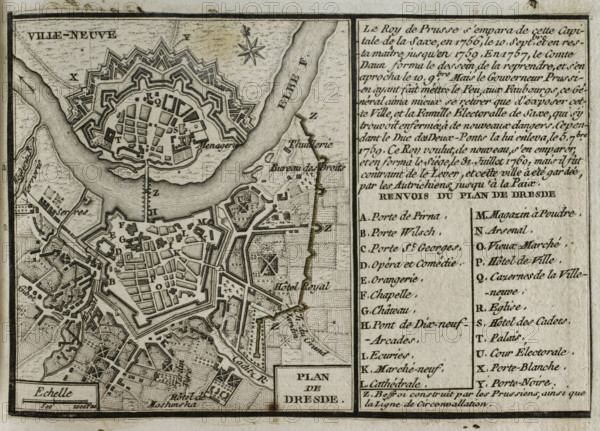 Seven Years War (1756-1763): Map of Dresden, 1760 ( 1765). Creator: Jean de Beaurain.