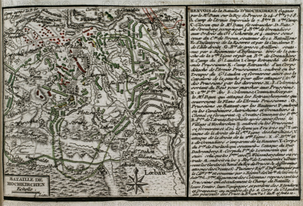 Seven Years War (1756-1763): Map of the Battle of Hochkirch (14th October 1758), 1765. Creator: Jean de Beaurain.