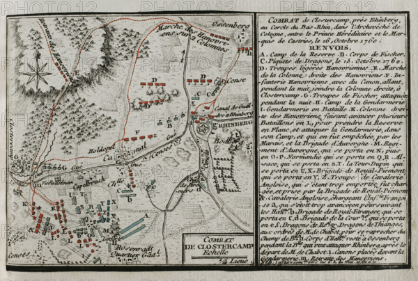 Seven Years War (1756-1763): Map of the Battle of Klostercamp (October 16, 1760), 1765. Creator: Jean de Beaurain.