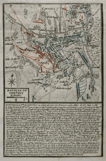 Seven Years War (1756-1763): Plan of the Battle of Krefeld (June 23, 1758), 1765. Creator: Jean de Beaurain.