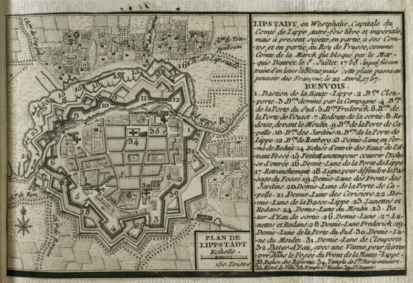 Map of Lippstadt (Germany), 1757-1758 (1765). Creator: Jean de Beaurain.