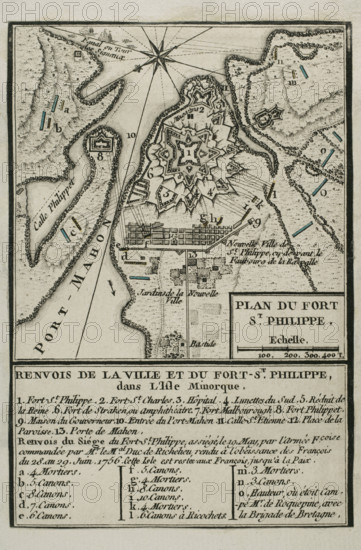 Map of Fort of St Philip (Castle of San Felipe), Menorca, 1756 (1765). Creator: Jean de Beaurain.