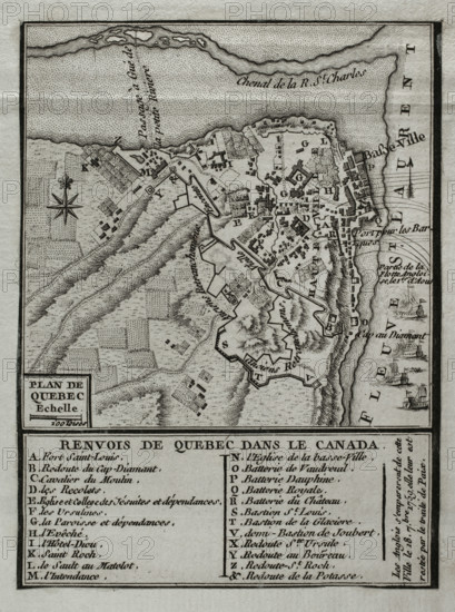 Seven Years War (1756-1763): Map of Quebec, Canada, 1759 (1765).  Creator: Jean de Beaurain.