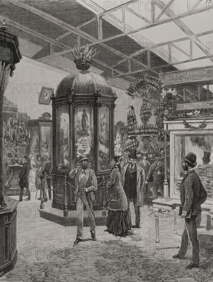 Fifth Hall of the Spanish section in the Palace of the Champ de Mars, Paris Exposition, 1878. Creator: Enrique Alba.