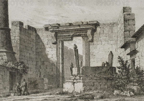 Monument of Ancyra or Temple of Augustus and Rome in Ancyra (Angora), Turkey, 1838. Creator: Michel François Préaulx.