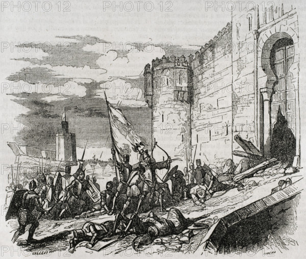 Conquest of Seville by the Christian troops of Fernando III of Castile, 1248, (1852). Creator: Ildefonso Cibera.
