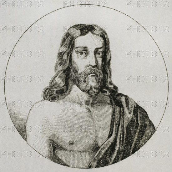Jesus Christ delivered to the King Abgar V of Edessa, 1838. Creator: Emile Louis Vernier.