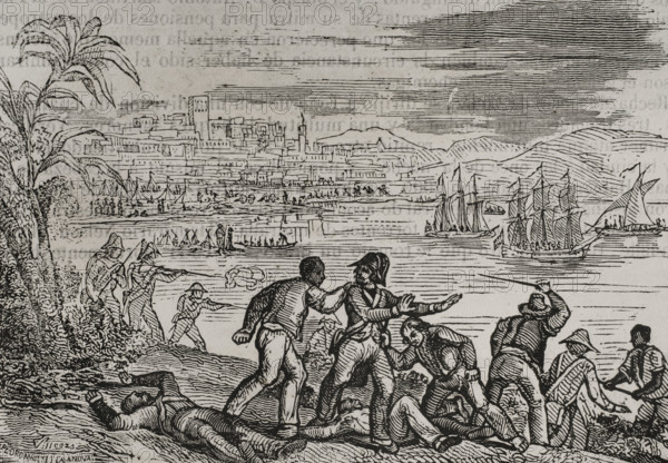 Attack on Puerto Rico, Anglo-Spanish War, 1797, (1851).   Creator: Villegas.