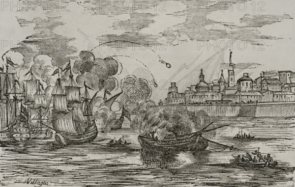 Assault on Cadiz, 1797, (1851). Creator: Unknown.