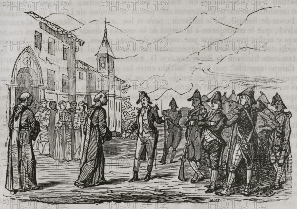 Gaspar Melchor de Jovellanos is handed over for his custody in the monastery, 1801, (1851).  Creator: Unknown.