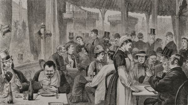 Interior of the "Bouillon Duval", in the Trocadero Park, Paris Exposition, 1878. Creator: Unknown.