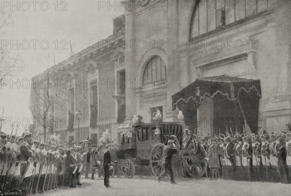 The Opening of the Parliament in the Senate (20 April 1898): Arrival of Queen Regent Maria...1898. Creator: Enrique Laporta Valor.