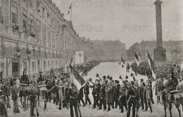 Dreyfus Affair: patriotic demonstration in honour of General Saussier, Paris, France, 1898. Creator: Unknown.