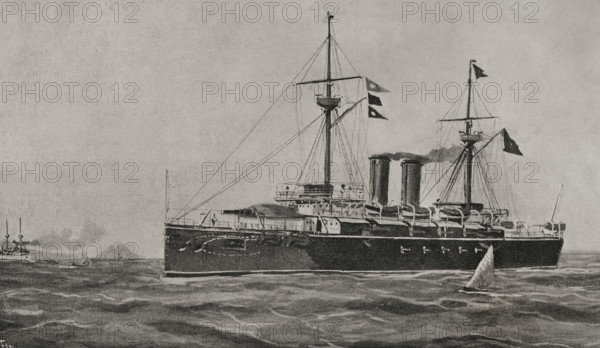The battleship cruiser "Vizcaya" on its way to New York, 1898. Creator: Enrique Laporta Valor.