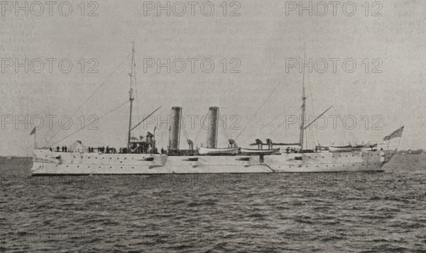 Spanish-American War: USS Montgomery (C-9) (1894-1918), Montgomery-class cruiser, US navy, 1898. Creator: Unknown.