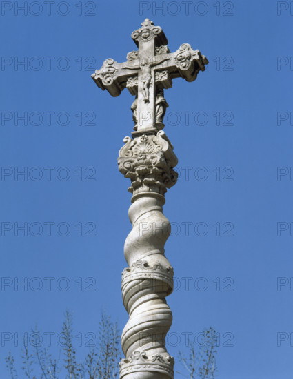 Baroque cross, central courtyard of the former Hospital de la Santa Creu, Barcelona, Spain, 1998. Creator: LTL.
