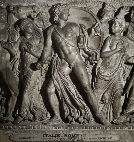 Attic sarcophagus depicting Achilles in the Court of King Lycomedes, Greek, c240 (2008).  Creator: Unknown.