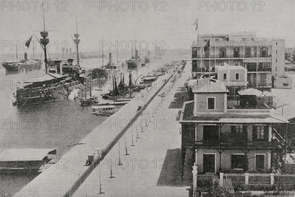The squadron of Admiral Manuel de la Cámara in Port-Said, 1898. Creator: Unknown.