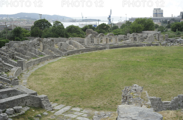 Partial view of the amphitheater ruins, ancient city of Salona, Solin, Croatia, 2018. Creator: Unknown.