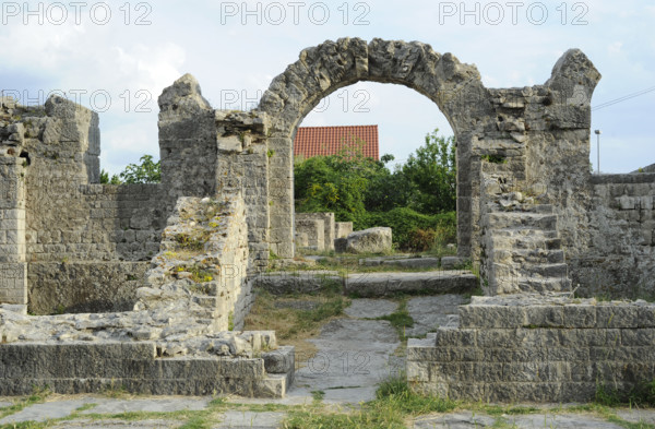 Partial view of the amphitheater ruins, ancient city of Salona, Solin, Croatia, 2018. Creator: Unknown.