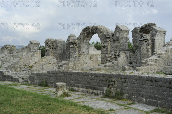 Partial view of the amphitheater ruins, ancient city of Salona, Solin, Croatia, 2018. Creator: Unknown.
