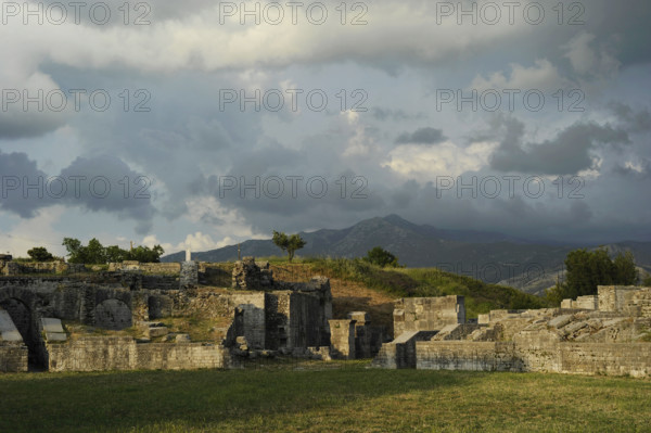 Partial view of the amphitheater ruins, ancient city of Salona, Solin, Croatia, 2018. Creator: Unknown.