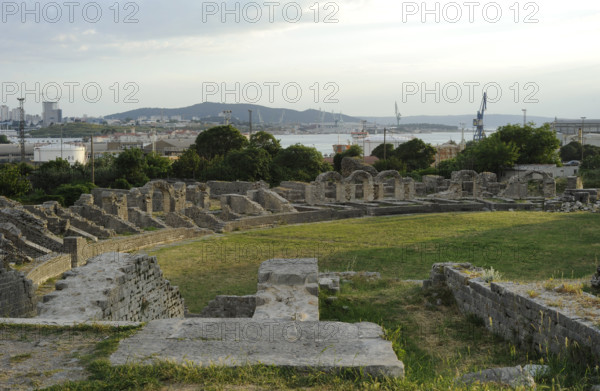 Partial view of the amphitheater ruins, ancient city of Salona, Solin, Croatia, 2018. Creator: Unknown.